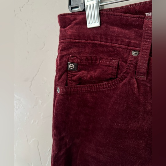 AG Velour Pants Skinny High Rise Velvet The Farrah Maroon/Merlot SZ 28 LIKE NEW! - Picture 8 of 16